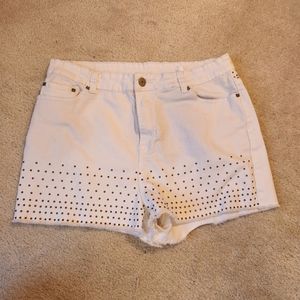 White Studded Women's Denim Shorts